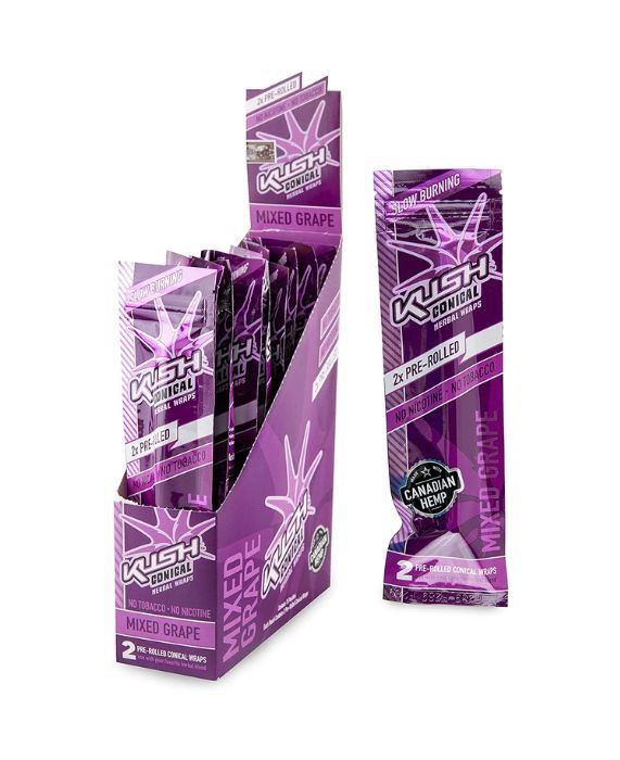 WRAPS PREROLADOS - KUSH CONICAL "Mixed grape" King size (caja 15x2 paquetes)